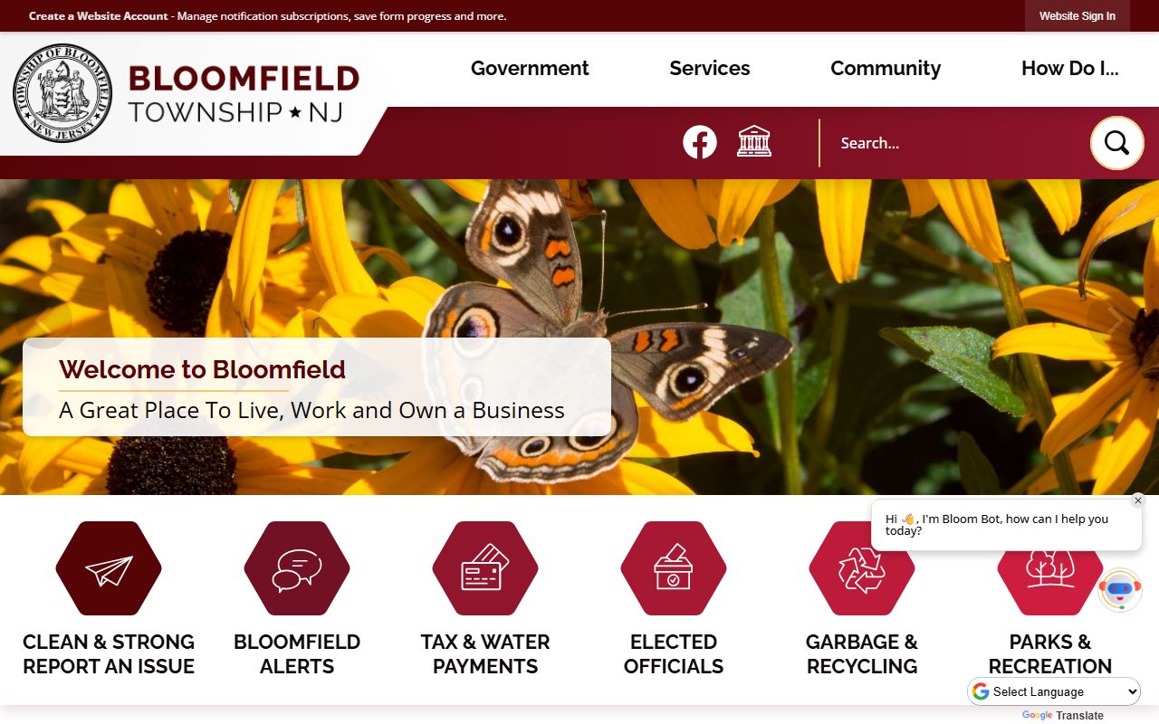 Bloomfield Township official website for Essex County family court records