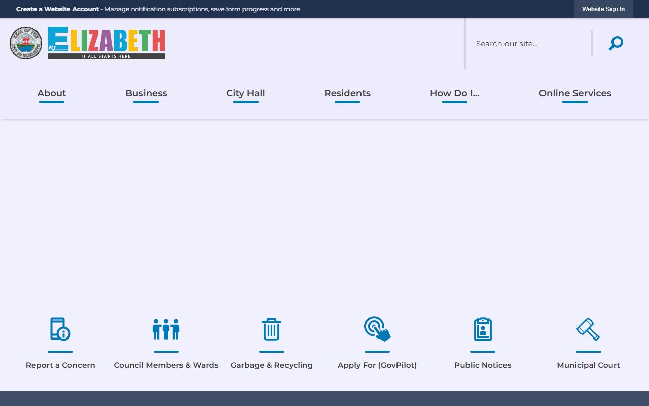 Elizabeth city government website for Elizabeth family court records