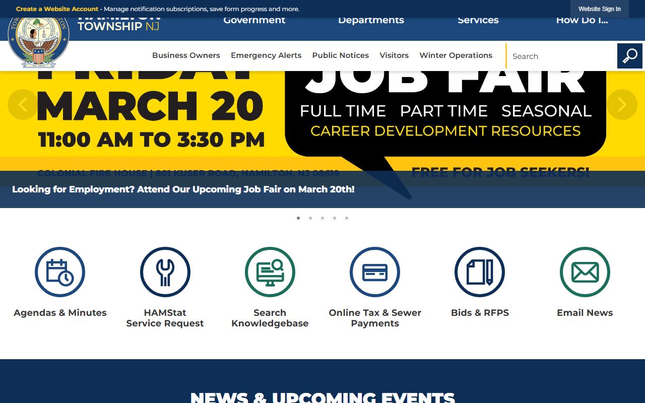 Hamilton Township official website for Hamilton Township family court records