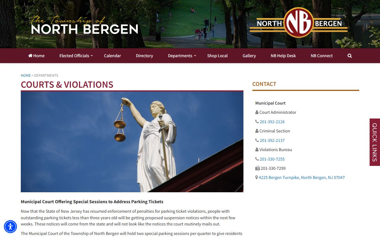 North Bergen municipal court information for family court records