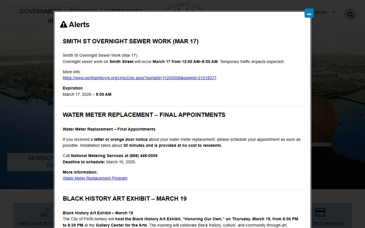 City of Perth Amboy official website for Middlesex County family court records