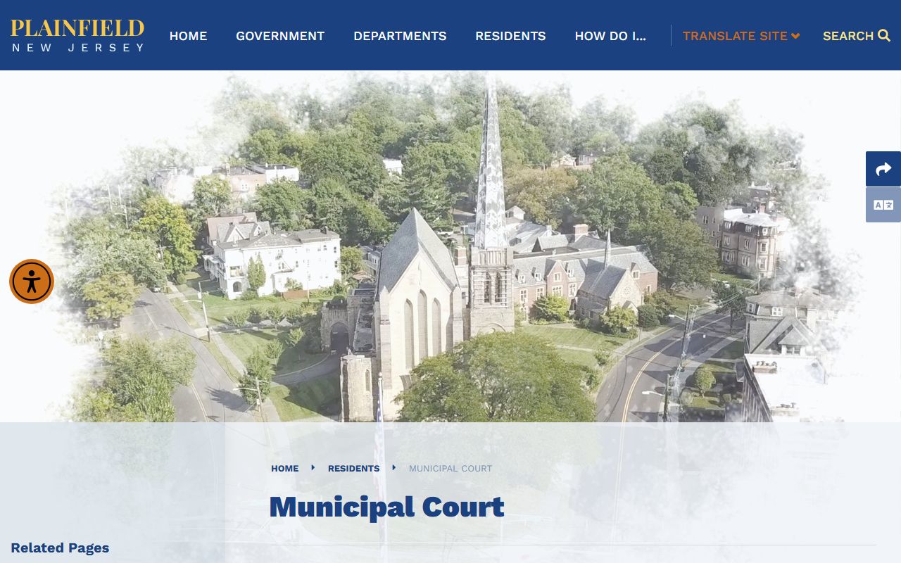 Plainfield Municipal Court page for family court records information