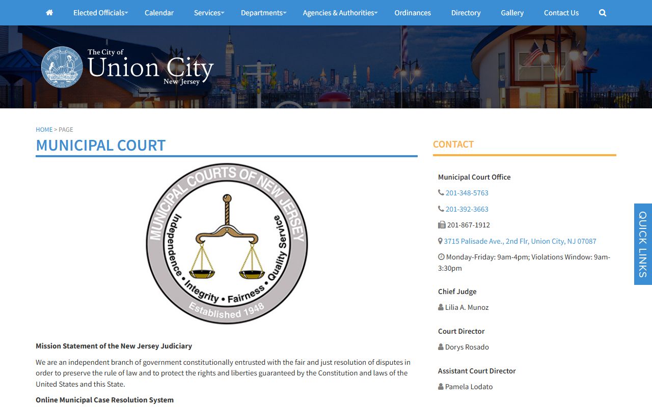 Union City municipal court information for family court records