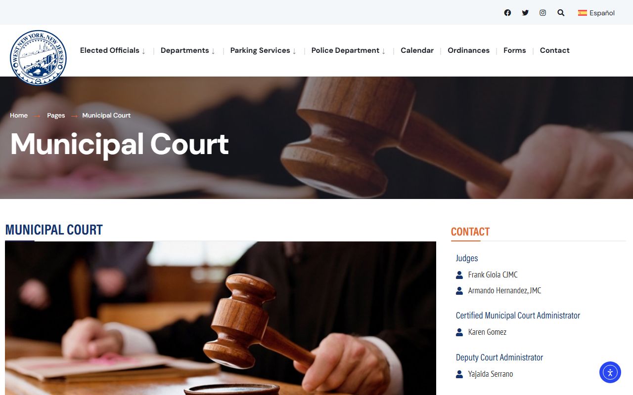 West New York Municipal Court page for family court records information
