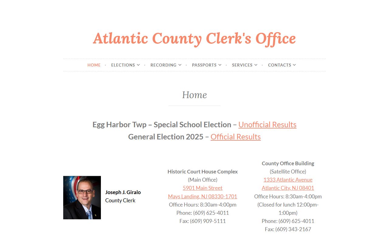 Atlantic County Clerk office for family court records