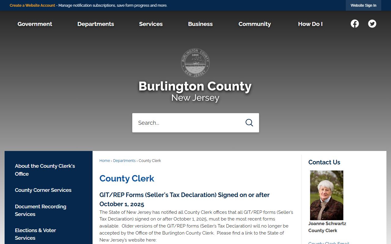Burlington County Clerk services for family court records