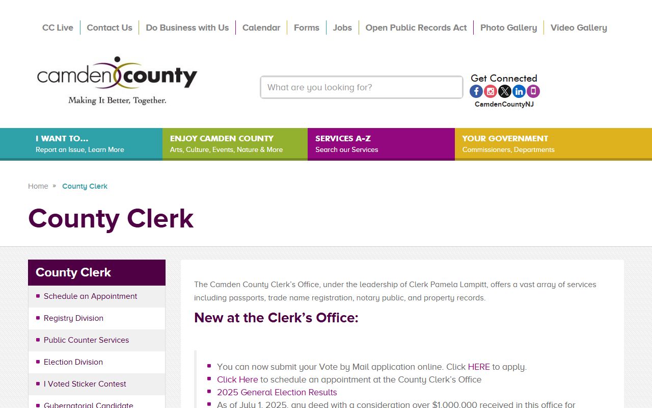Camden County Clerk office for family court records