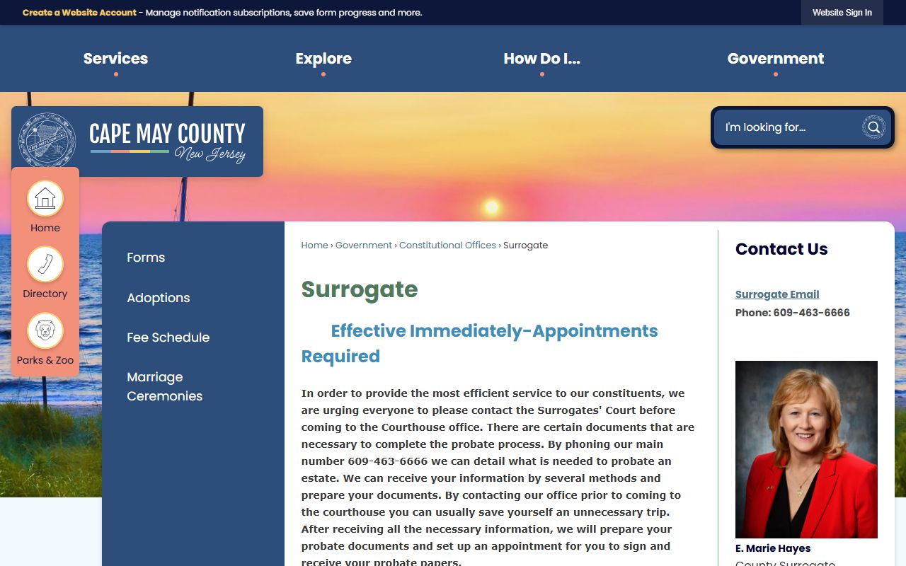 Cape May County Surrogate for family court records