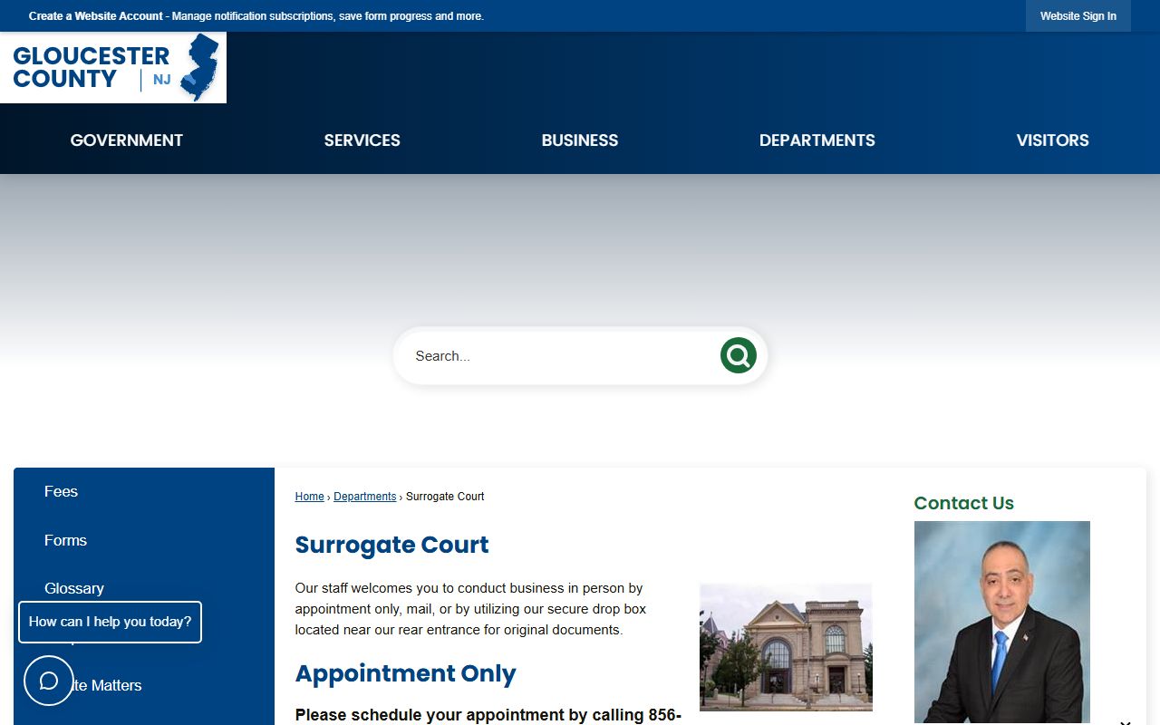 Gloucester County Surrogate Court for family court records