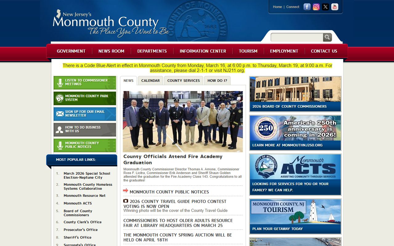 Monmouth County government portal for family court records