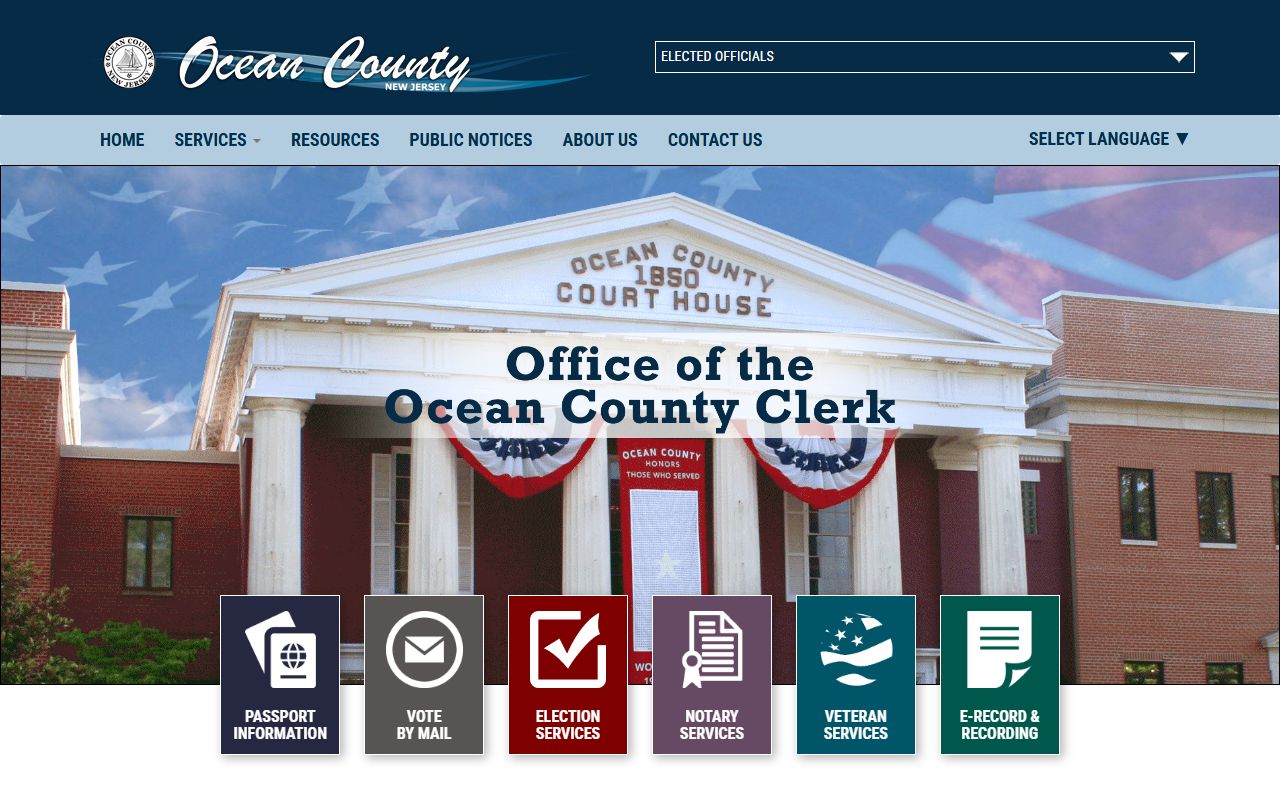 Ocean County Clerk office for family court records