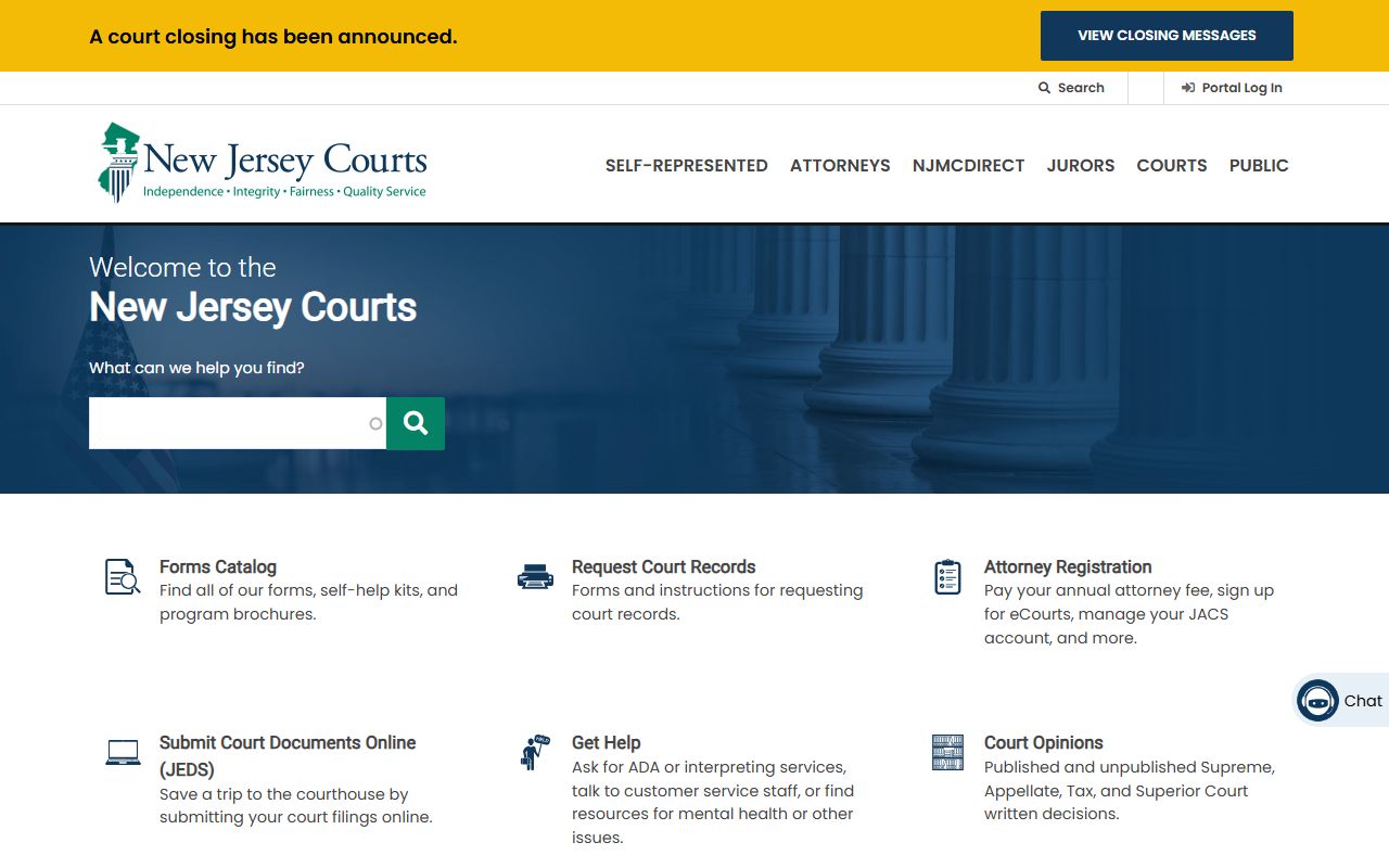 New Jersey Judiciary official website for family court records